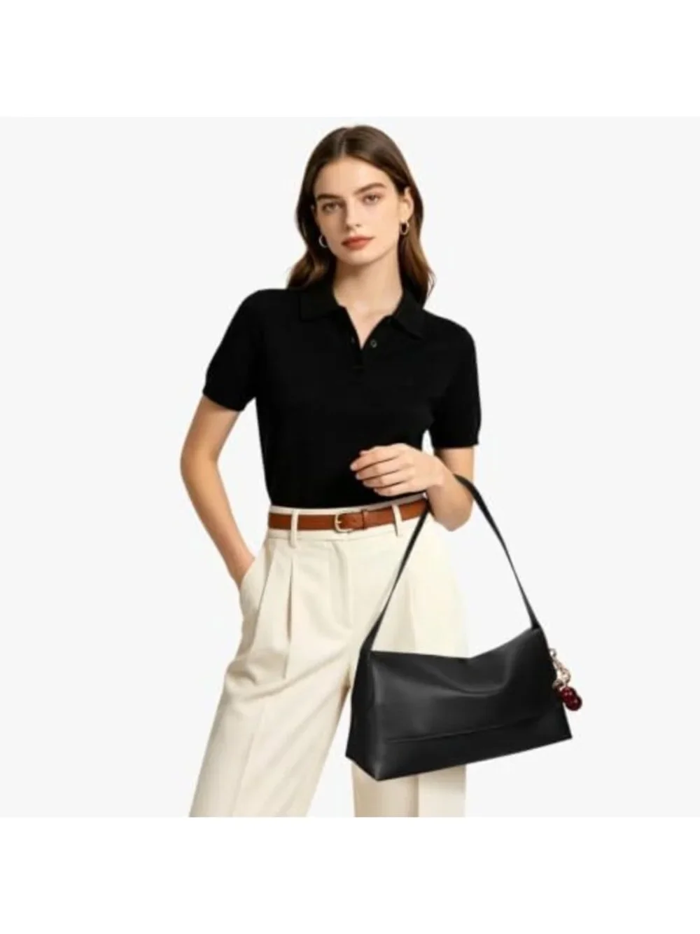 Vintage Large Faux Leather Hobo Bag for Women - Stylish Cherry Shoulder Handbag
